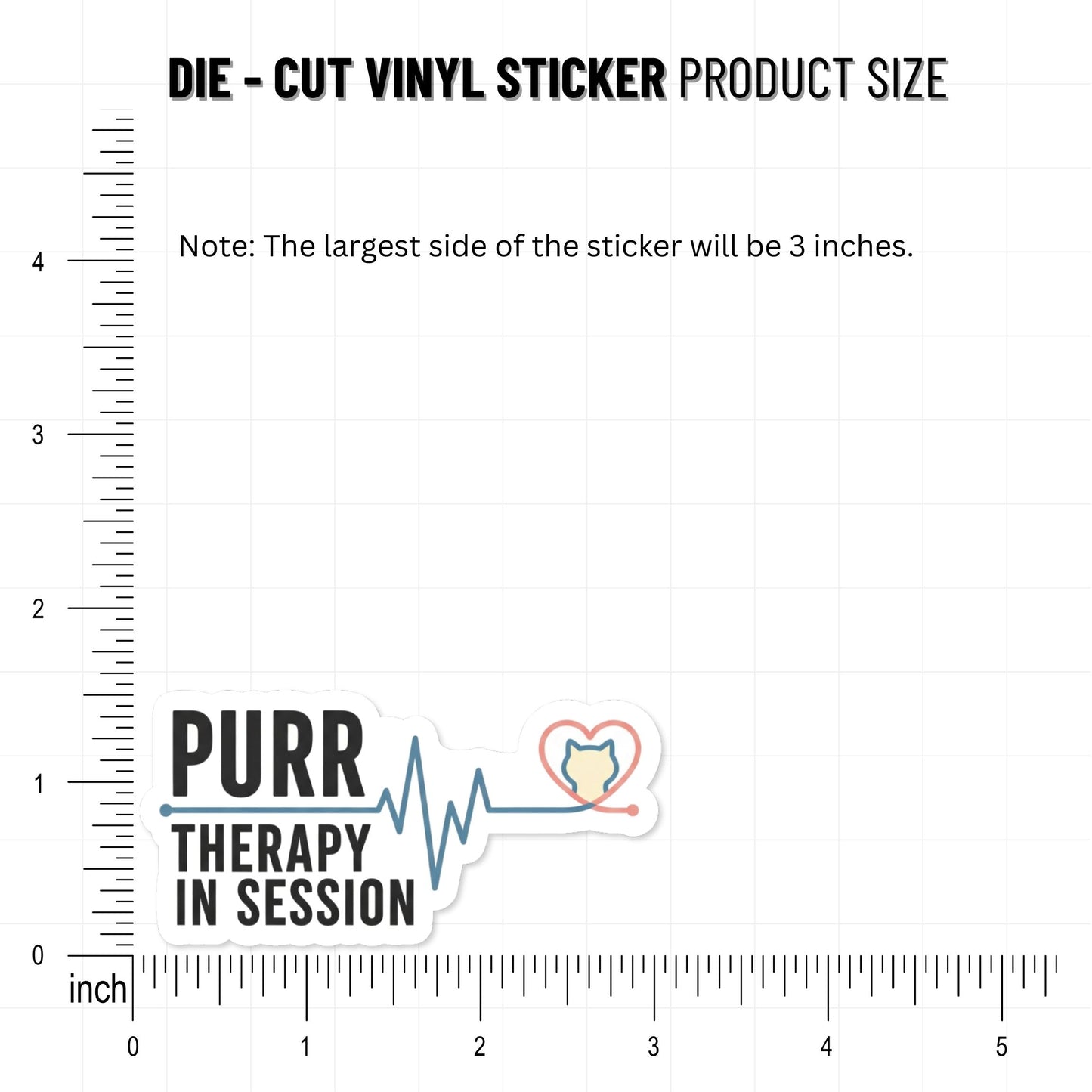 Purr Therapy In Session Cat Lover Sticker - Minimalist Label Design