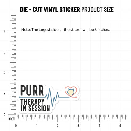 Purr Therapy In Session Cat Lover Sticker - Minimalist Label Design