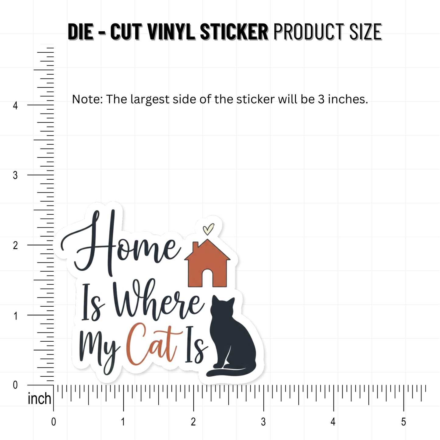 Home Is Where My Cat Is Sticker - Cozy Script Cat Person Decal