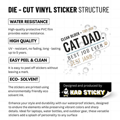 Cat Dad Sticker - Best Job Ever Graphic Decal for Laptops