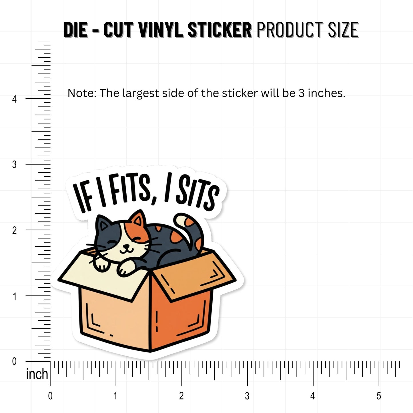 If I Fits I Sits Funny Cat Meme Sticker - Aesthetic Vinyl Decal
