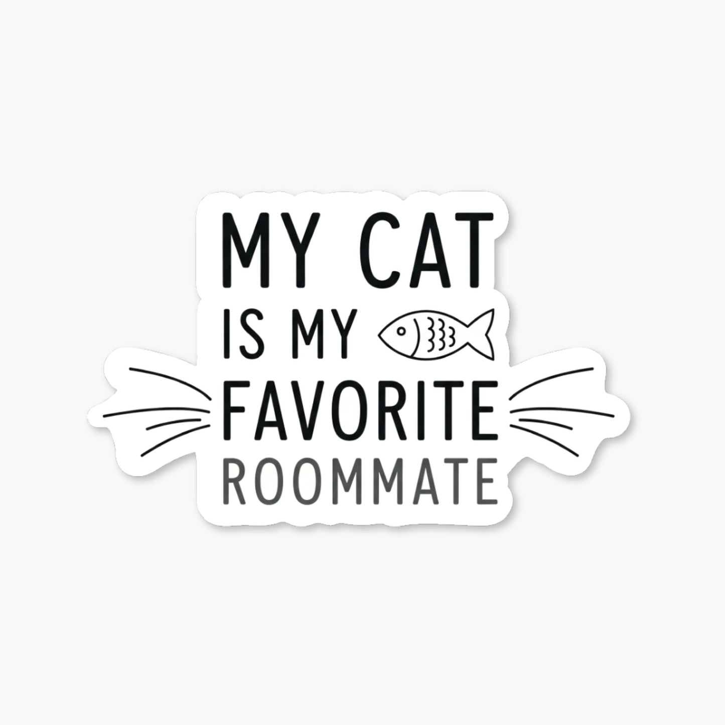 Funny Cat Roommate Sticker - Minimalist Aesthetic Cat Decal
