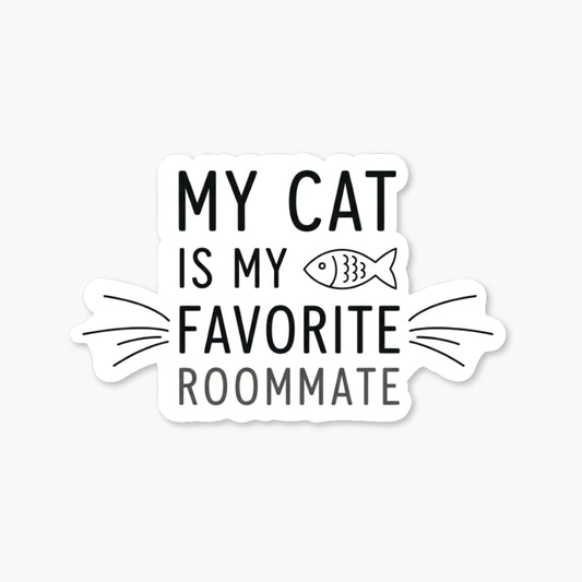 Funny Cat Roommate Sticker - Minimalist Aesthetic Cat Decal