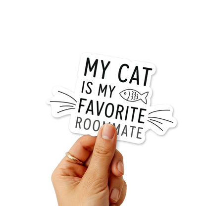 Funny Cat Roommate Sticker - Minimalist Aesthetic Cat Decal