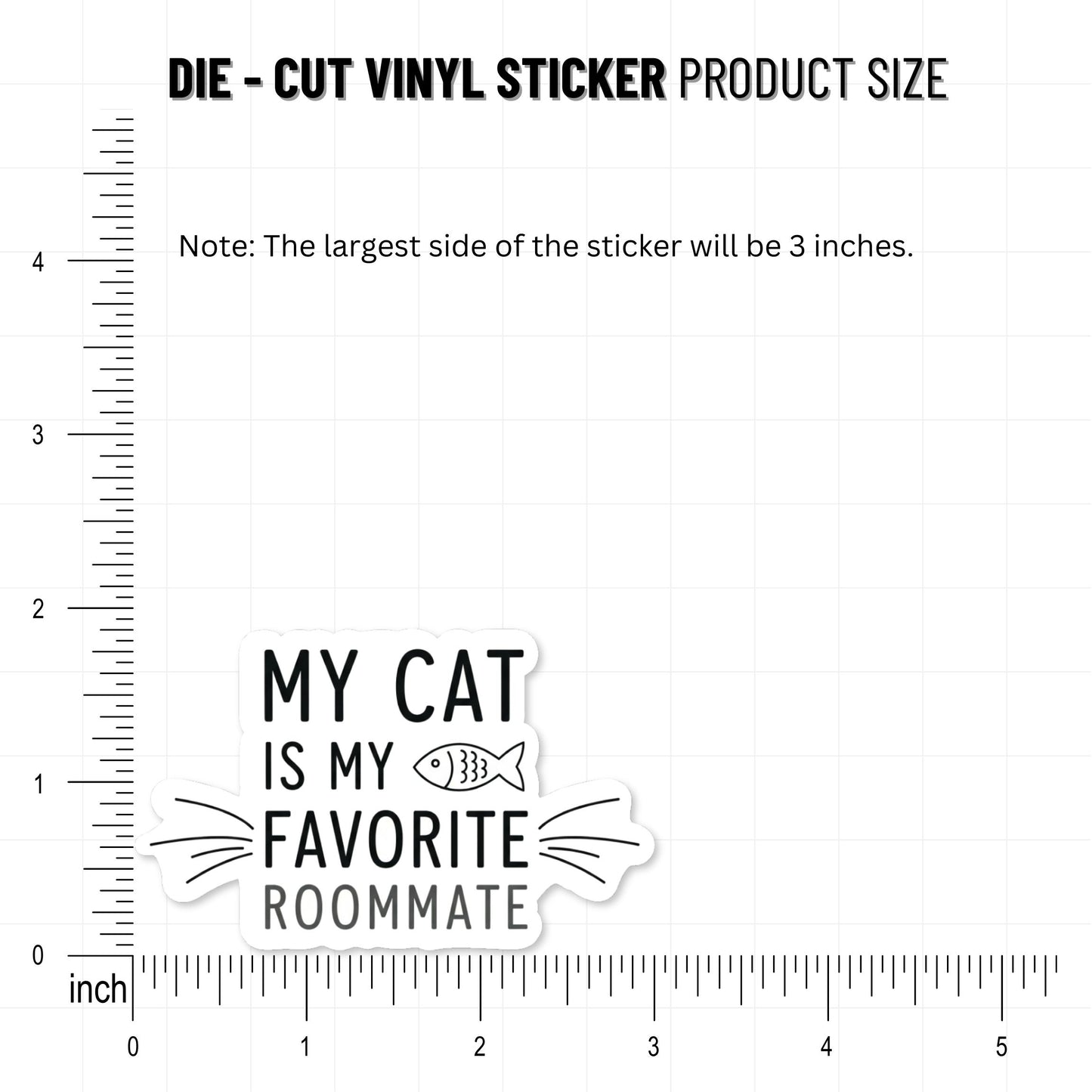 Funny Cat Roommate Sticker - Minimalist Aesthetic Cat Decal