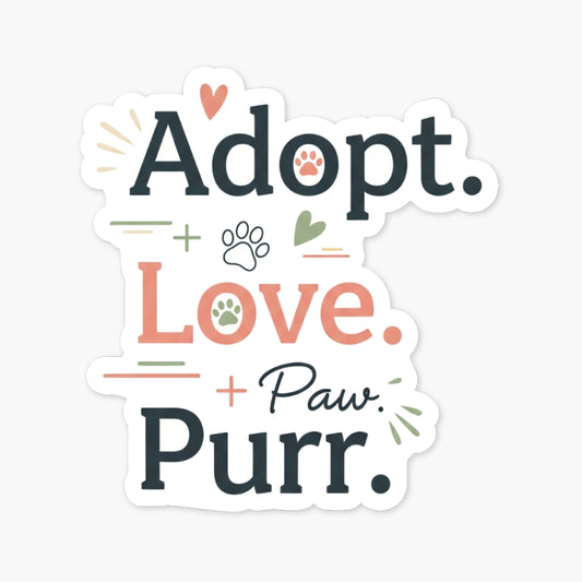 Rescue Cat Sticker - Adopt Love Purr Minimalist Vinyl Decal