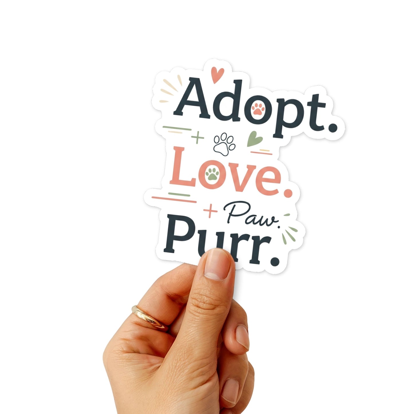 Rescue Cat Sticker - Adopt Love Purr Minimalist Vinyl Decal