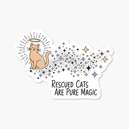 Rescued Cats Are Pure Magic Sticker - Aesthetic Script Decal