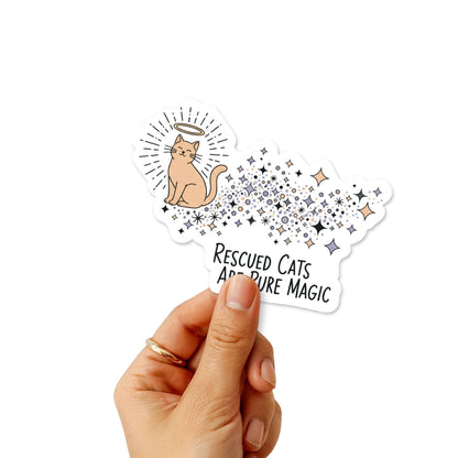 Rescued Cats Are Pure Magic Sticker - Aesthetic Script Decal