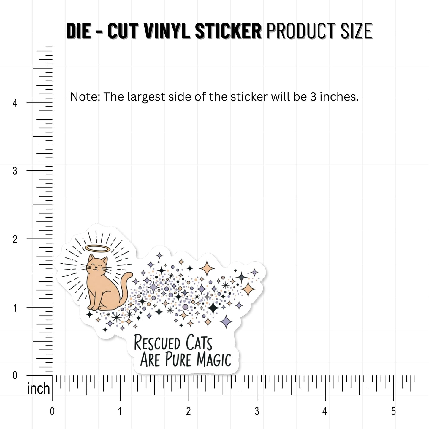 Rescued Cats Are Pure Magic Sticker - Aesthetic Script Decal