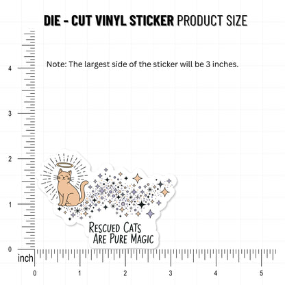 Rescued Cats Are Pure Magic Sticker - Aesthetic Script Decal