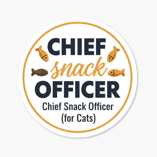 Chief Snack Officer Funny Cat Sticker - Badge Design Vinyl Decal