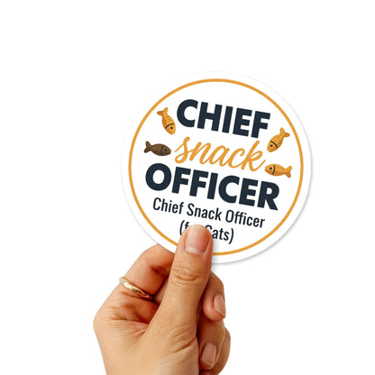 Chief Snack Officer Funny Cat Sticker - Badge Design Vinyl Decal