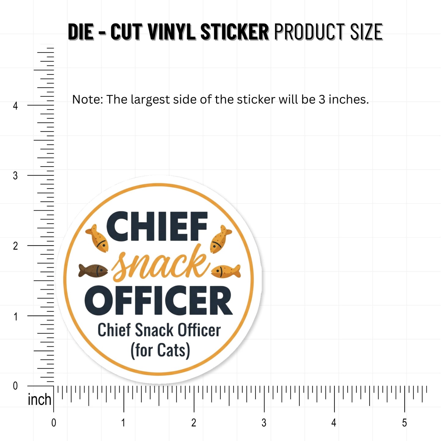 Chief Snack Officer Funny Cat Sticker - Badge Design Vinyl Decal
