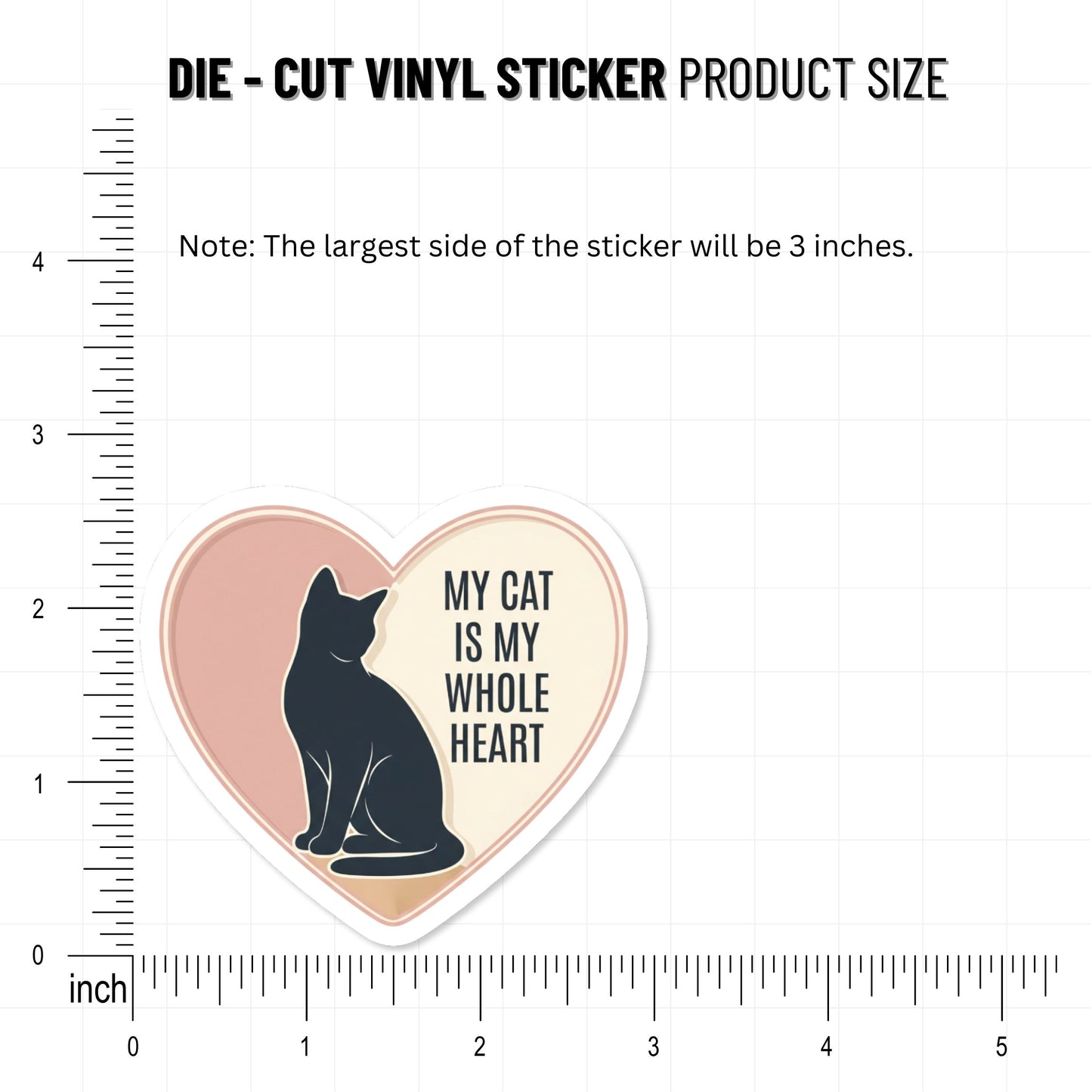 My Cat Is My Whole Heart Sticker - Heart Shaped Cat Mom Decal