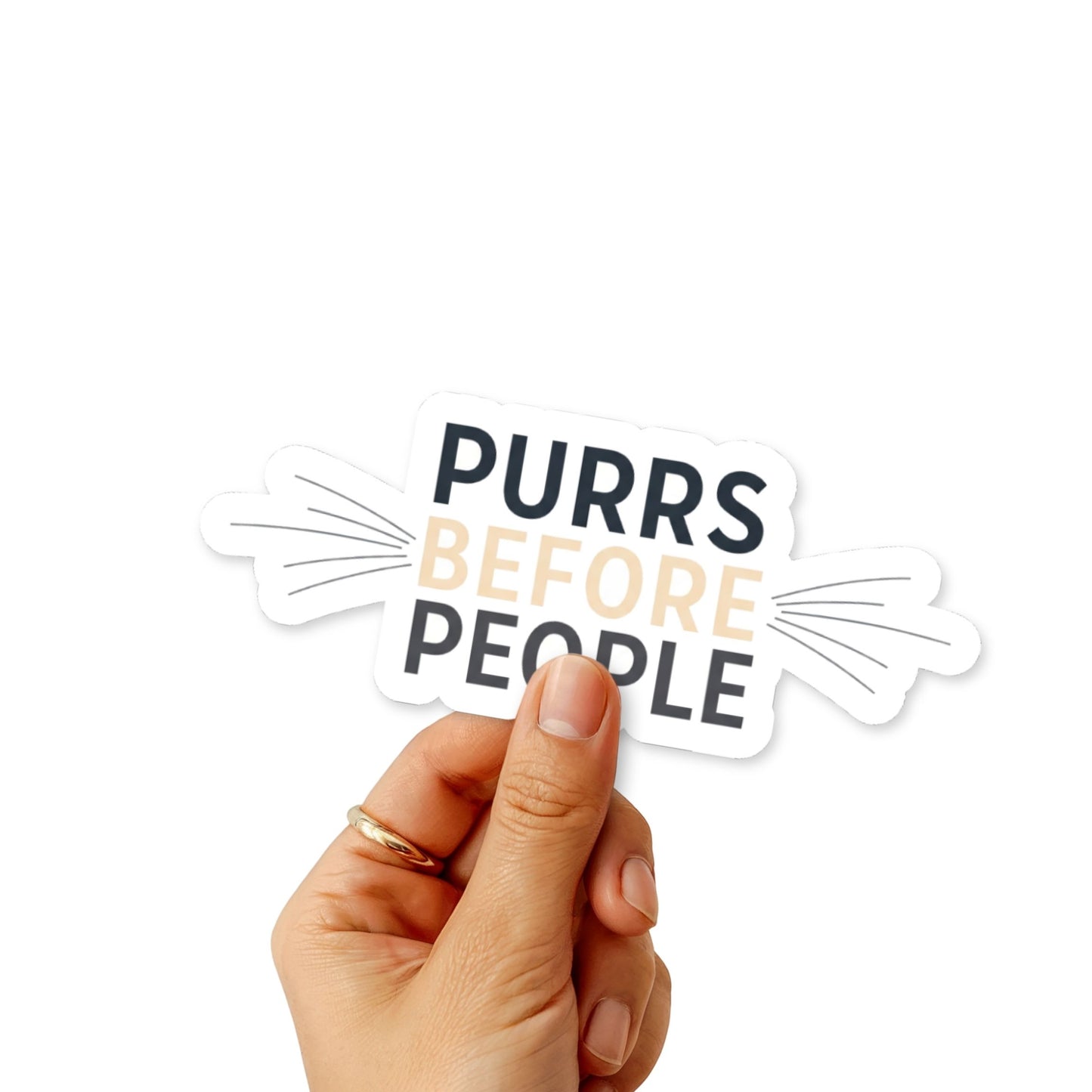 Purrs Before People Cat Lover Sticker - Charcoal Minimalist Design