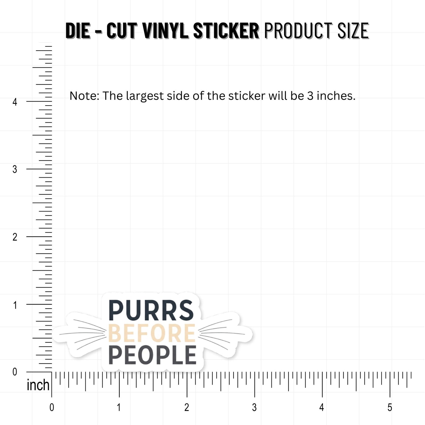 Purrs Before People Cat Lover Sticker - Charcoal Minimalist Design