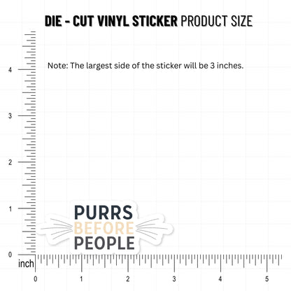 Purrs Before People Cat Lover Sticker - Charcoal Minimalist Design