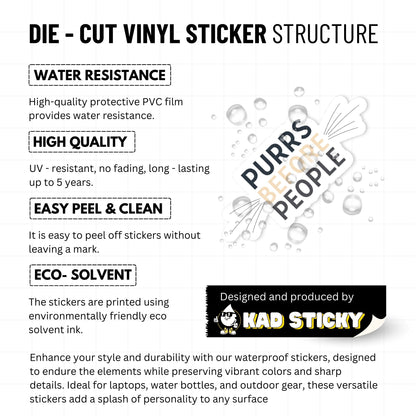 Purrs Before People Cat Lover Sticker - Charcoal Minimalist Design