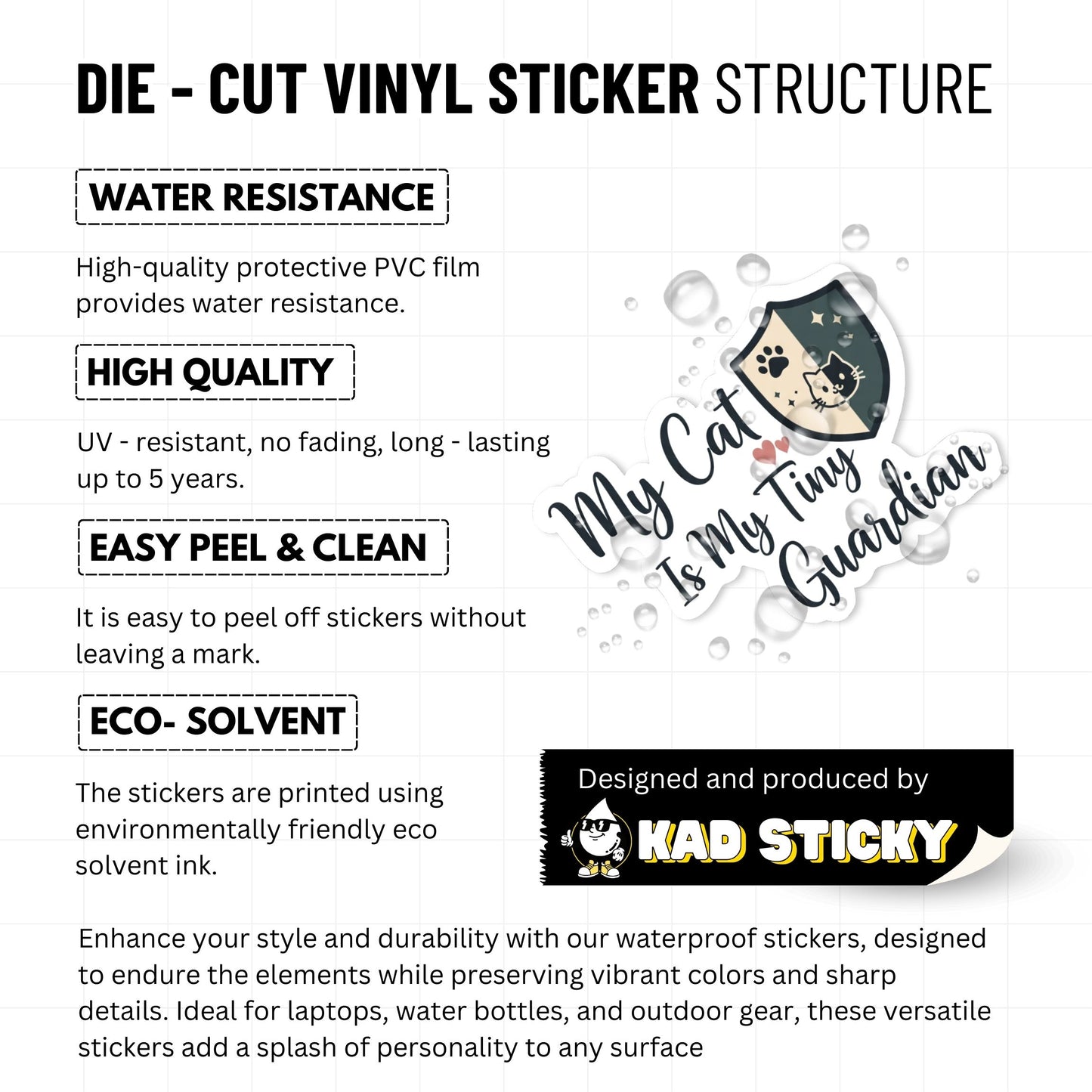 Cat Guardian Sticker - Aesthetic My Cat Is My Tiny Guardian Decal