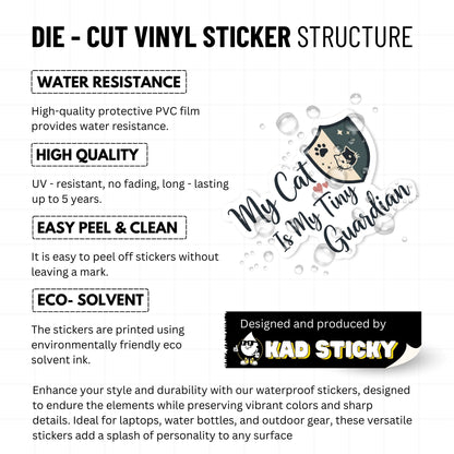 Cat Guardian Sticker - Aesthetic My Cat Is My Tiny Guardian Decal