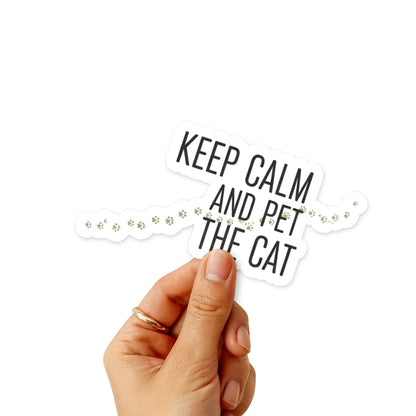 Keep Calm and Pet the Cat Funny Cat Quote Sticker