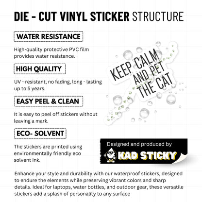 Keep Calm and Pet the Cat Funny Cat Quote Sticker