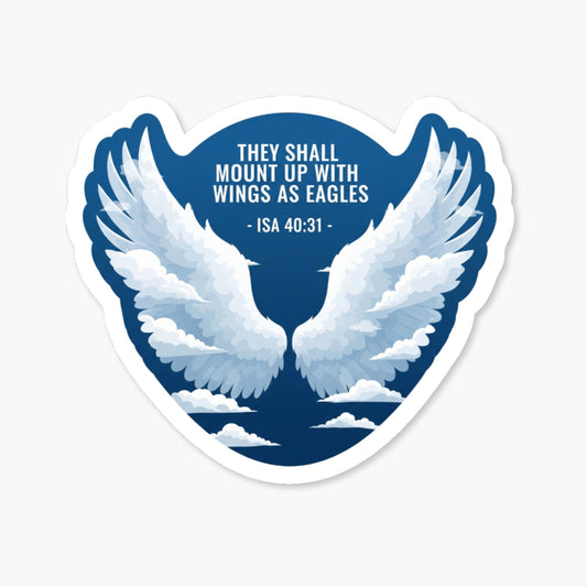 Isaiah 40:31 Bible Verse Sticker - Eagle Wings Aesthetic Decal