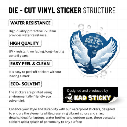 Isaiah 40:31 Bible Verse Sticker - Eagle Wings Aesthetic Decal