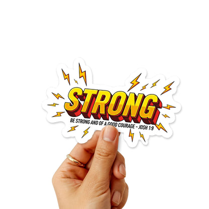Joshua 1:9 Be Strong Christian Bible Verse Sticker - Y2K Bold Design