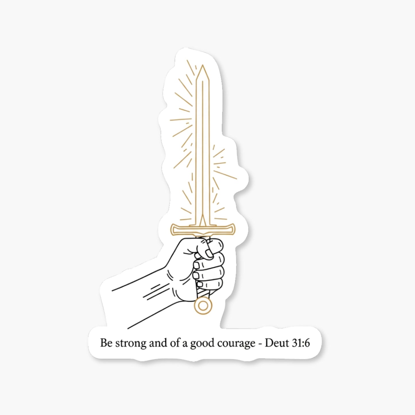Deuteronomy 31:6 Bible Verse Sticker - Minimalist Sword Line Art