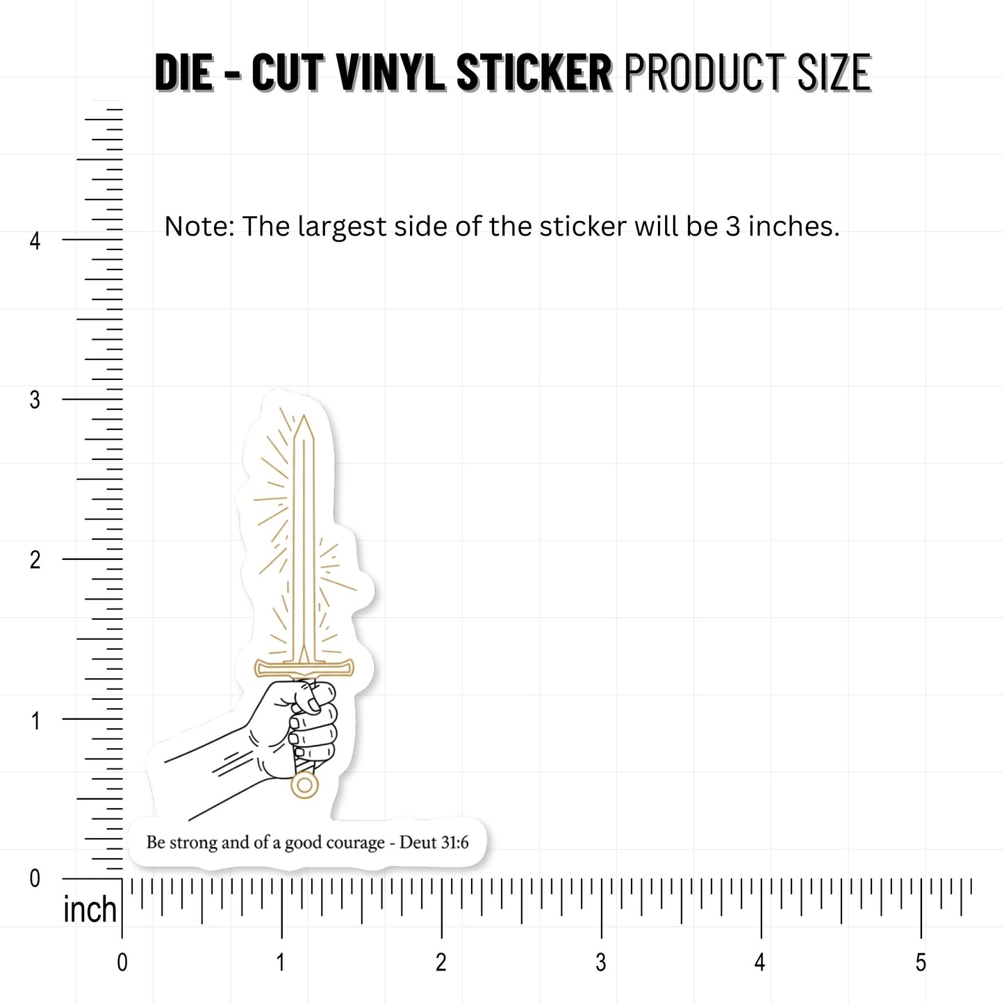 Deuteronomy 31:6 Bible Verse Sticker - Minimalist Sword Line Art