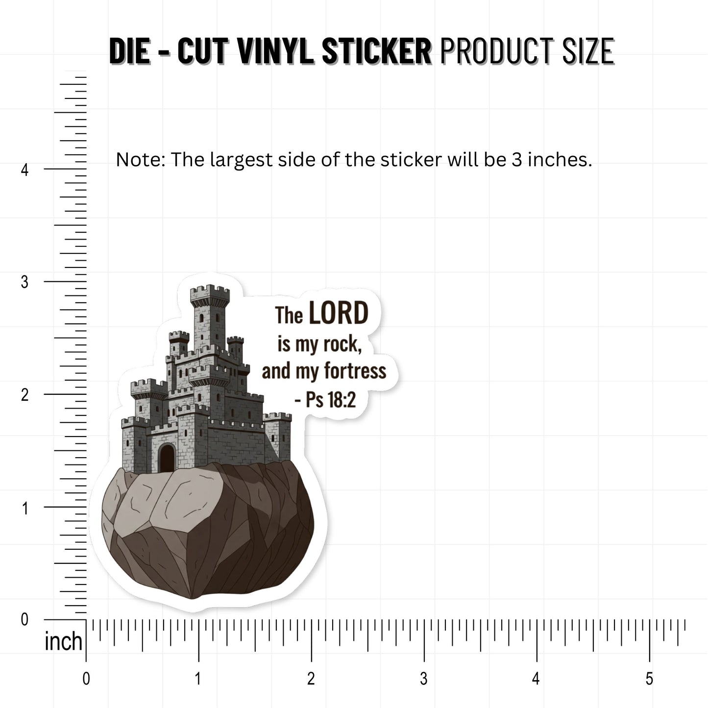 Psalm 18:2 The LORD is My Rock Christian Faith Sticker - Stone Fortress