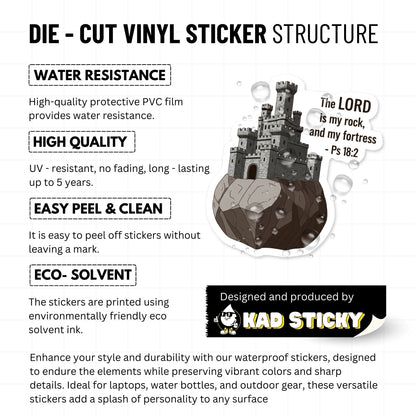 Psalm 18:2 The LORD is My Rock Christian Faith Sticker - Stone Fortress