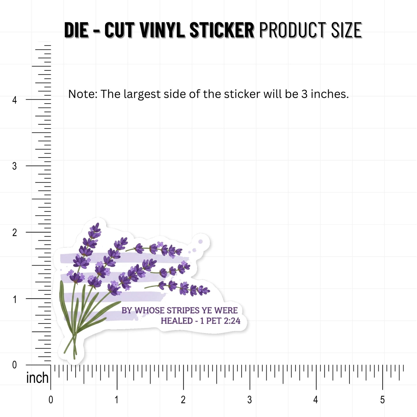 Christian Bible Verse Sticker - 1 Peter 2:24 Healing Lavender Design