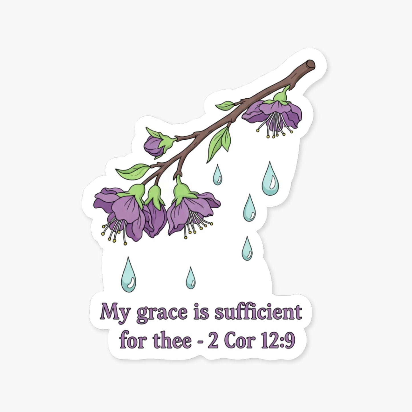 2 Corinthians 12:9 Sticker - Aesthetic Grace Floral Decal