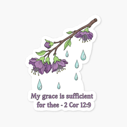 2 Corinthians 12:9 Sticker - Aesthetic Grace Floral Decal