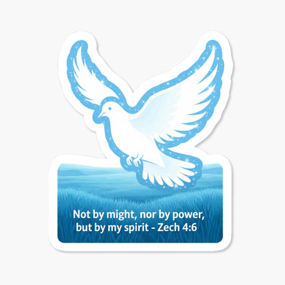 Zechariah 4:6 Not By Might Holy Spirit Dove Sticker - Sky Blue