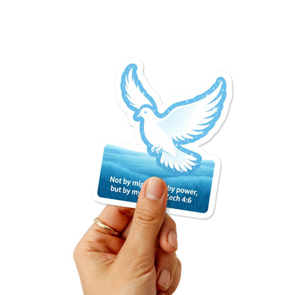 Zechariah 4:6 Not By Might Holy Spirit Dove Sticker - Sky Blue