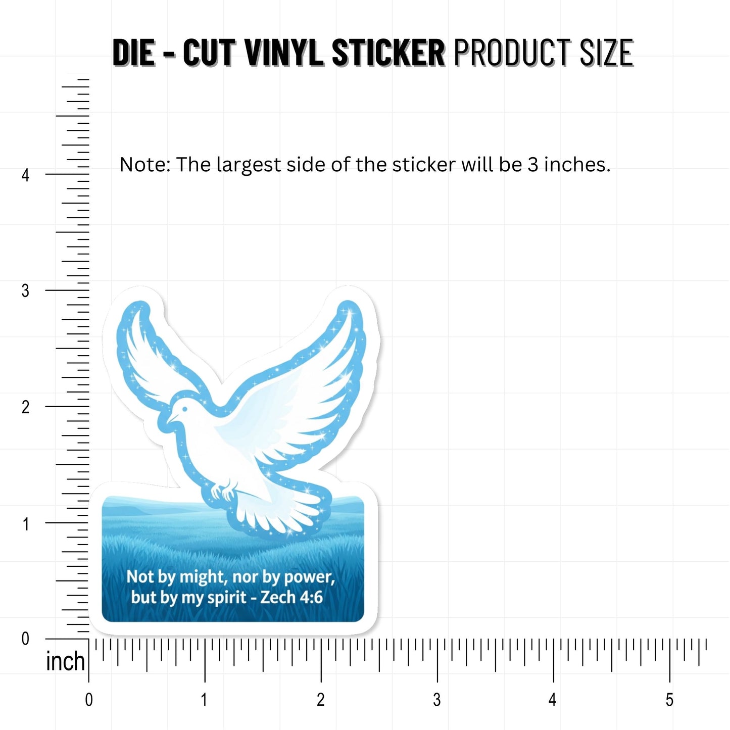 Zechariah 4:6 Not By Might Holy Spirit Dove Sticker - Sky Blue