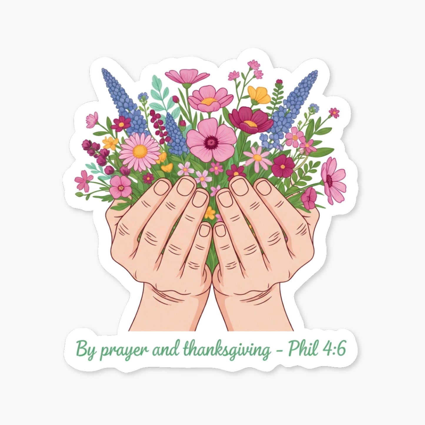 Philippians 4:6 Bible Verse Sticker - Pastel Wildflower Prayer Decal