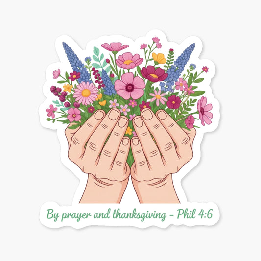 Philippians 4:6 Bible Verse Sticker - Pastel Wildflower Prayer Decal