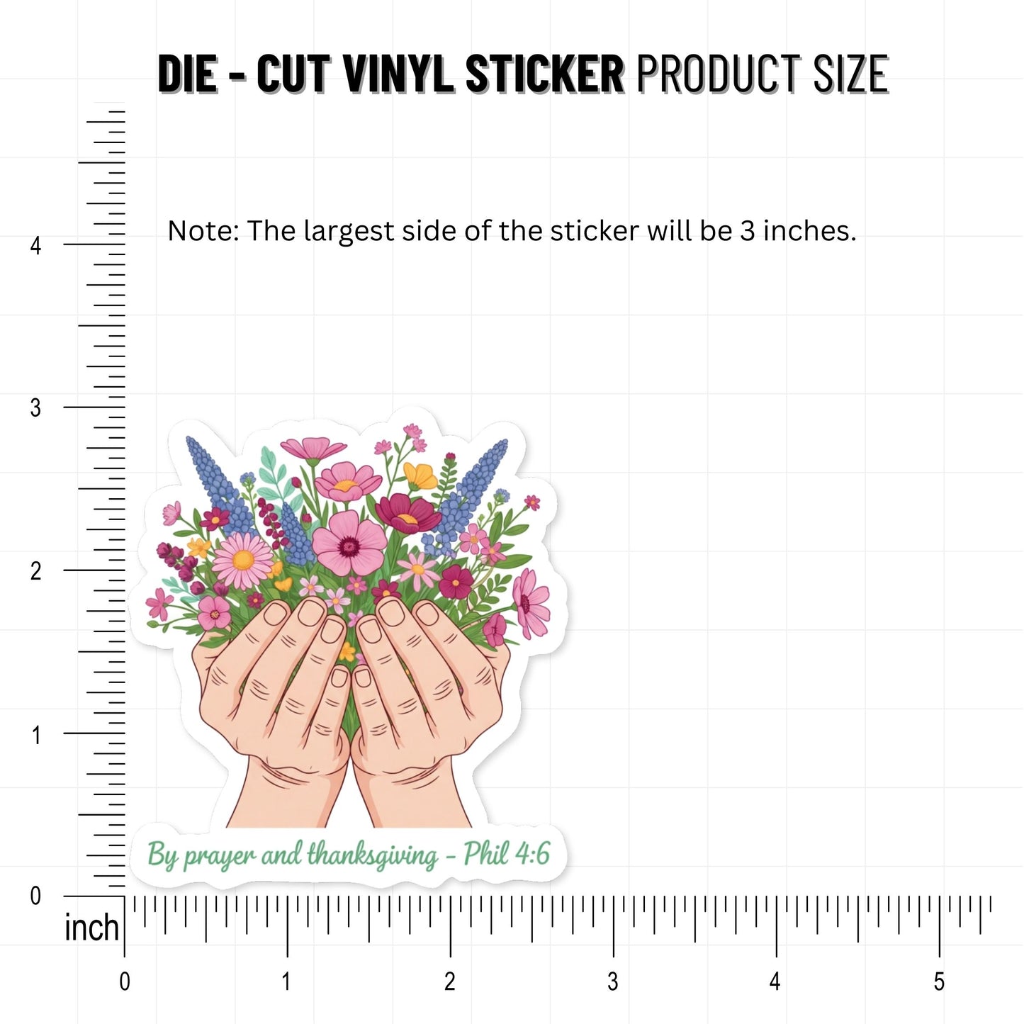 Philippians 4:6 Bible Verse Sticker - Pastel Wildflower Prayer Decal