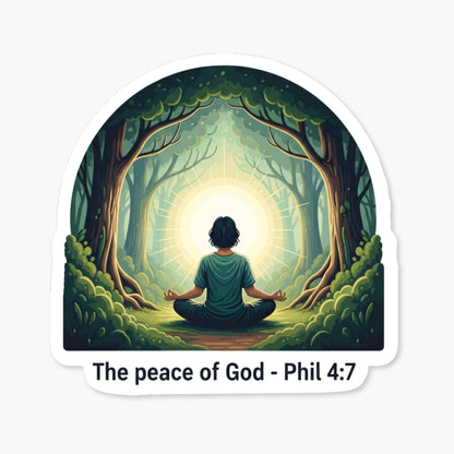 Philippians 4:7 Sticker - Peace of God Forest Scene Decal