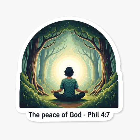 Philippians 4:7 Sticker - Peace of God Forest Scene Decal