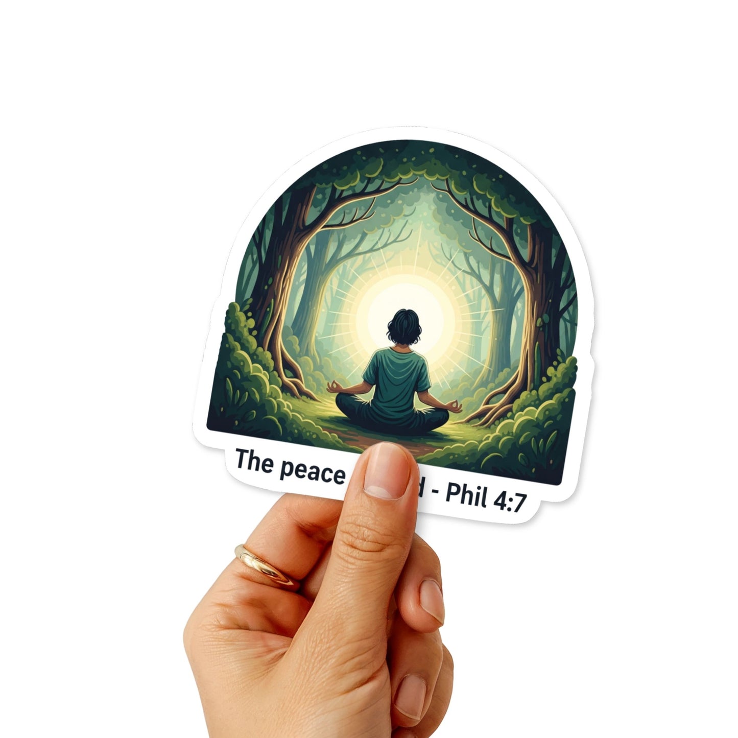 Philippians 4:7 Sticker - Peace of God Forest Scene Decal