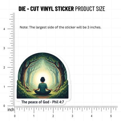 Philippians 4:7 Sticker - Peace of God Forest Scene Decal