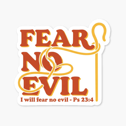 Psalm 23:4 Christian Sticker - Retro I Will Fear No Evil Decal