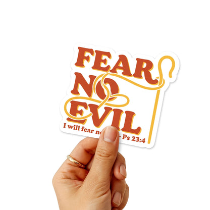 Psalm 23:4 Christian Sticker - Retro I Will Fear No Evil Decal
