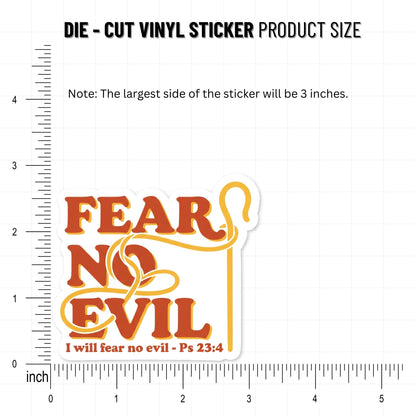 Psalm 23:4 Christian Sticker - Retro I Will Fear No Evil Decal